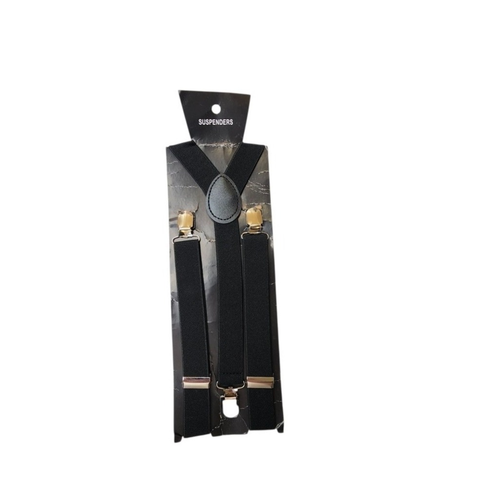 Unisex Clip-on Braces Elastic Wide "Black" Suspender